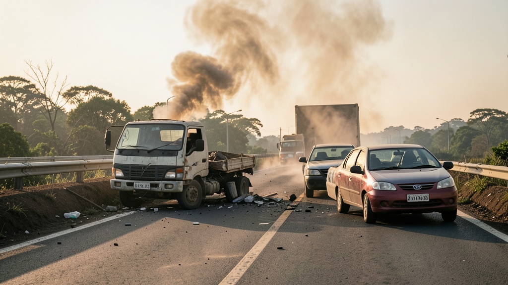 Choque entre tráiler y taxi en Babahoyo deja seis heridos