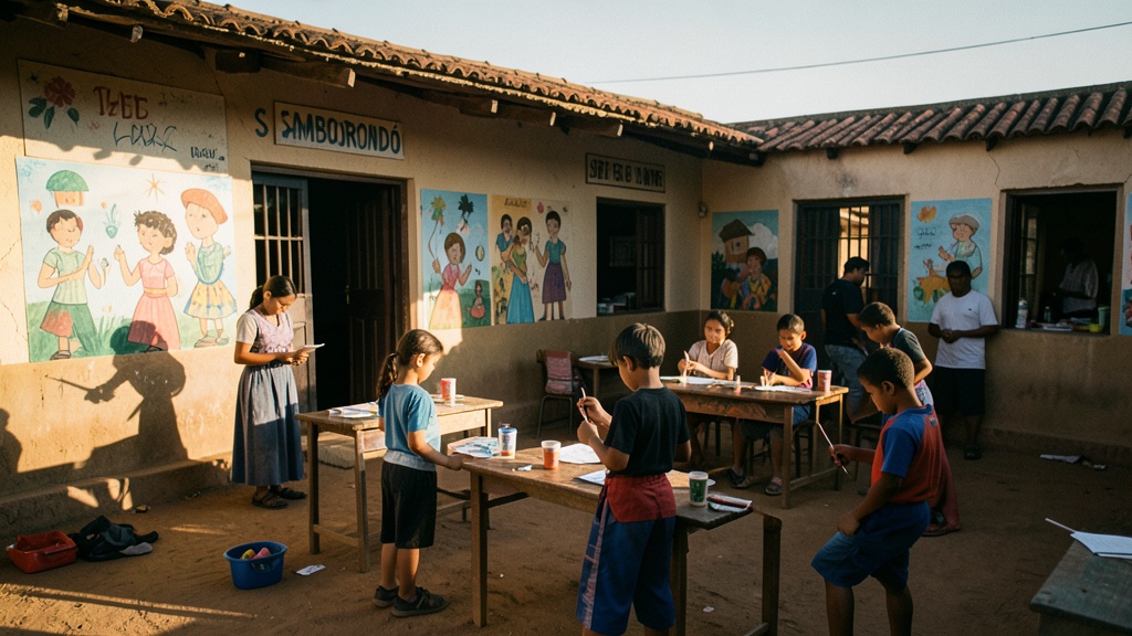 Doce unidades educativas de Samborondón pintaron el Parque Calixto Romero